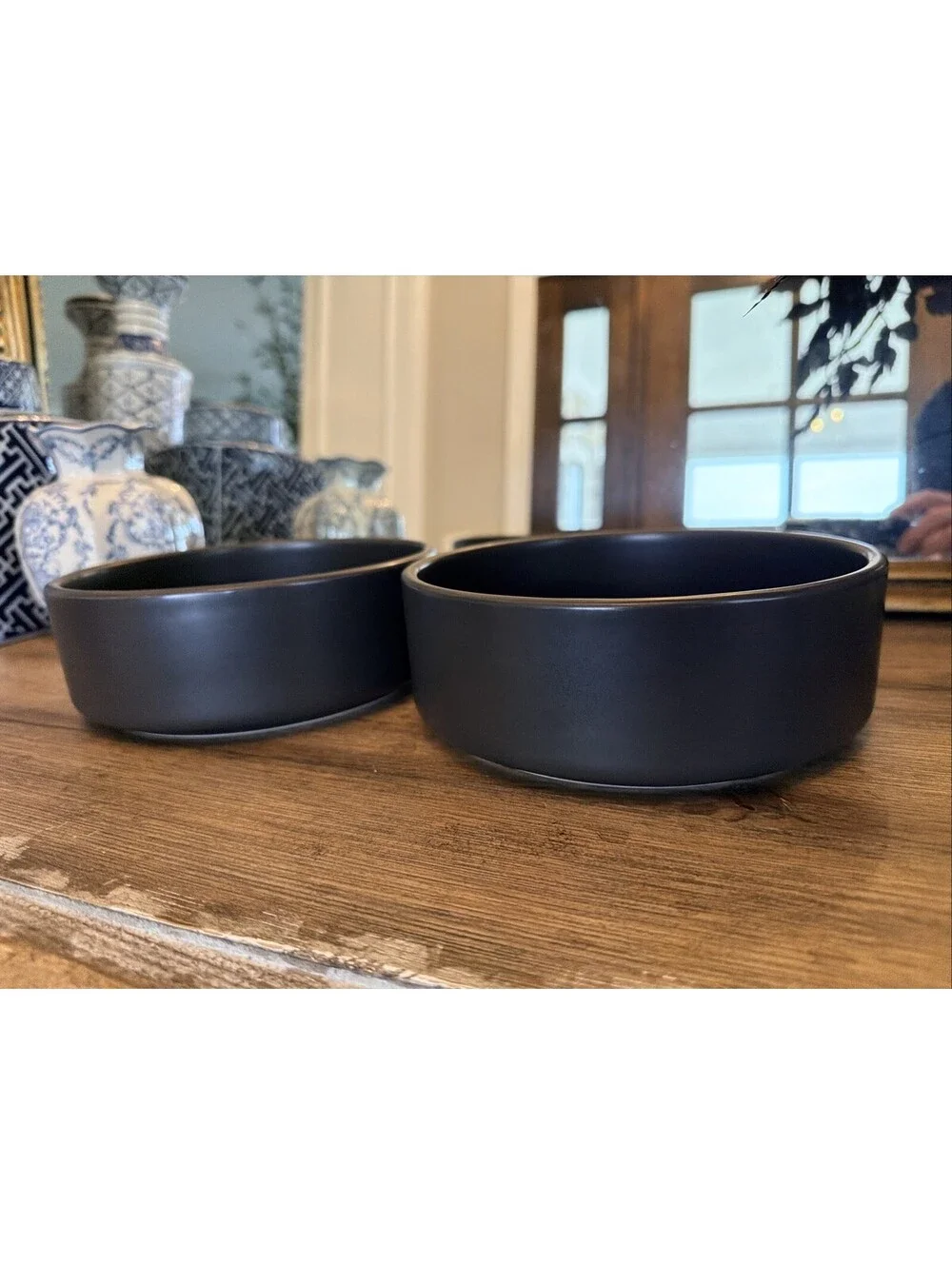 Pottery Barn Mason Stoneware Pet Dog Bowl Large Charcoal 15 Cup 7.5